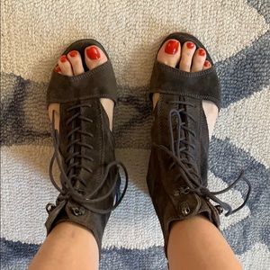 All Saints Tie Up Grey Sandals